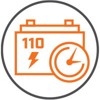 A battery icon with a 110 label